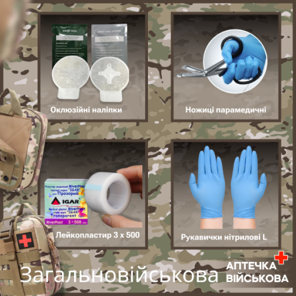 Аптечка медична загальновійськова індивідуальна PRO-Aptechka (SICH-Турнікет) – тактична АМЗІ для зупинки кровотечі та першої допомоги